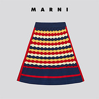 Marni2021新款早春系列新年款女士针织条纹拼色半身裙