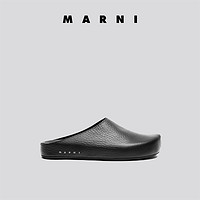 Marni2021新款早春男士黑色小牛皮穆勒鞋