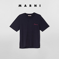 Marni2021新款早春系列女士斜体字Marni徽标的棉质T恤