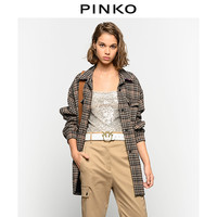PINKO秋冬女装羊毛混纺格纹衬衫外套1B13YK7694