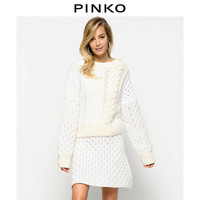 PINKO秋冬女装绞花粗棒后V领针织毛衣1Q100ZY5XN