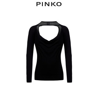 PINKO2020秋冬女装V领露背修身罗纹针织衫1G15BXY6D2