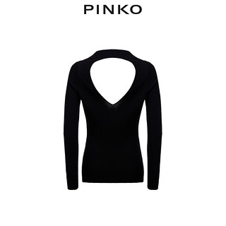 PINKO2020秋冬女装V领露背修身罗纹针织衫1G15BXY6D2