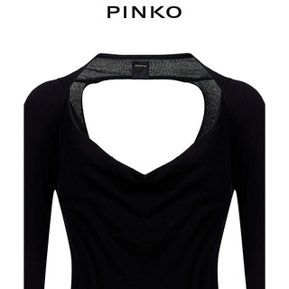 PINKO2020秋冬女装V领露背修身罗纹针织衫1G15BXY6D2