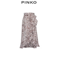 PINKO2021春夏新品女装抽象印花荷叶边半身裙1G15YMY6VZ