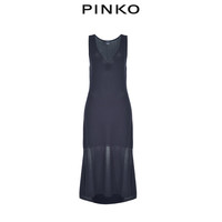 PINKO2021春夏新品女装抽褶V领长款针织连衣裙1G164JY72H