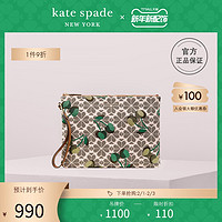 kate spade ks 女士樱桃四叶花老花织物大号手包内置卡槽插袋