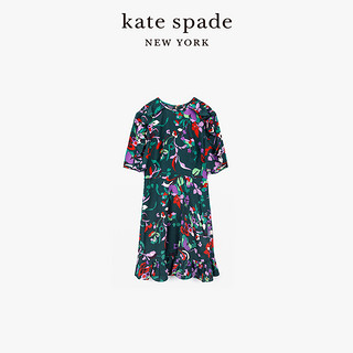 kate spade ks mainline 奇幻花园印花短袖连衣裙新颖时尚质感