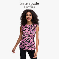 kate spade ks 花朵图案凸纹边蝴蝶袖壁花雪纺上衣