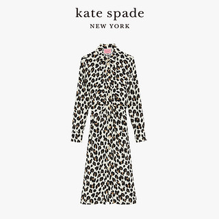 kate spade ks 女士豹纹衬衫裙连衣长裙休闲简约优雅