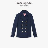 kate spade ks 女士春季经典双排扣海军大衣中长外套质感时尚
