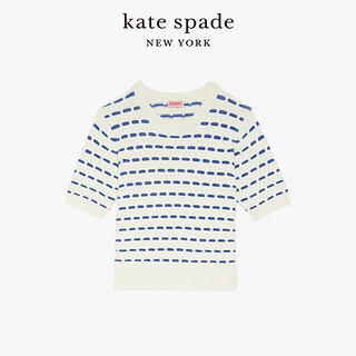 kate spade ks 女士春季经典条纹元素线网时尚罗纹针织大圆领毛衣