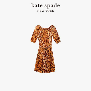 kate spade ks 女士时髦豹纹圆领连衣裙