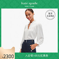 kate spade ks 女士流体提花上衣花边小圆领飘带领结时尚优雅甜美