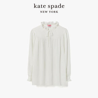 kate spade ks 女士流体提花上衣花边小圆领飘带领结时尚优雅甜美