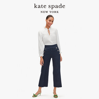 kate spade ks 女士流体提花上衣花边小圆领飘带领结时尚优雅甜美