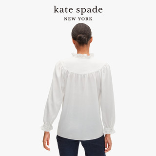 kate spade ks 女士流体提花上衣花边小圆领飘带领结时尚优雅甜美