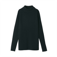 無印良品 MUJI 無印良品 女式 减轻颈部刺痛感 宽罗纹 半高领毛衣 黑色 L