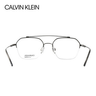 Calvin Klein 凯文克莱 中性款枪色镜框枪色镜腿金属半框光学眼镜架眼镜框 CK19143F-008 53MM