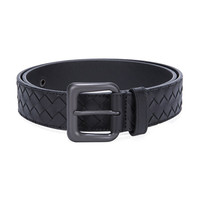 BOTTEGA VENETA 宝缇嘉 BV 男士黑色牛皮仿古编织针扣式皮带腰带 271932 V4650 1000 110cm
