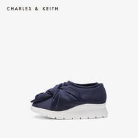 CHARLES＆KEITH女鞋冬季CK9-71700075扭结装饰儿童舒适休闲鞋 深蓝色DARK BLUE 29