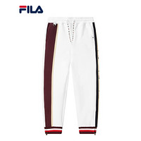 FILA x MIHARA斐乐女士针织长裤2021春季新款塑胶裤运动休闲裤子 白色拼暗洋红-WT 165/66A/M