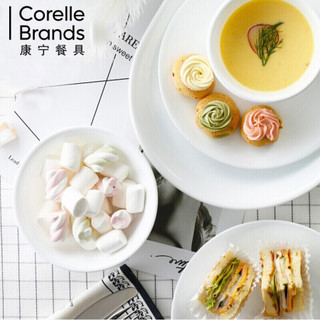 康宁餐具（CORELLE）美国进口玻璃餐具碗盘子套装 中西式餐具耐热玻璃陶瓷4件套 终身质保 纯白4件套