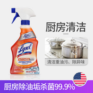 lysol 美国进口厨房重油污强力清洁剂油烟机瓷砖去油除垢剂强效去污渍除菌 清香型650ml