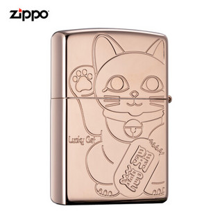 美国进口之宝（ZIPPO）防风煤油打火机 幸运招福猫-白色 品牌直供原装正版