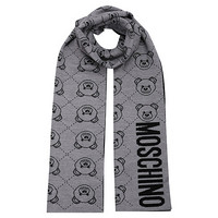 Moschino 莫斯奇诺 男女同款羊毛+腈纶泰迪熊围巾 黑灰拼色 50120 M5256 014