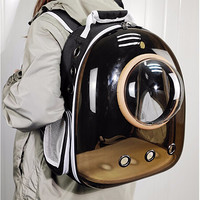 迪普尔 猫包宠物狗狗猫咪背包狗包外出便携旅行单双肩太空包舱透明书包箱袋用品 茶色太空舱背包