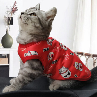 猫猫衣服猫咪用衣服秋冬装过年宠物衣服猫衣服保暖英短美短小猫衣服新年衣服成年猫幼猫新年装 S(适合3-5斤左右)