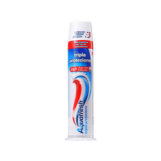 意大利进口 Aquafresh 三色牙膏 按压式亮白去渍三效合一直立牙膏100ml