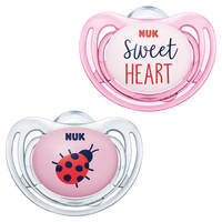 NUK 婴儿安抚奶嘴经典卡通安睡型0-6个月(2只装)粉色