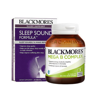 澳佳宝Blackmores 套装 睡眠片缬草精华30粒 深度睡眠配方+高能复合维生素B族75粒 保持精力充沛 澳洲进口