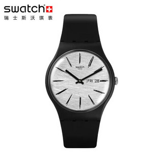 斯沃琪（Swatch）瑞士手表 WORLDHOOD系列 黑色铅笔 石英男女表SUOB726