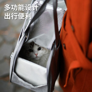 宠觅2020宠物袋猫包外包便携手提包猫咪斜挎包单肩包四季通用 浅灰色