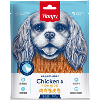 Wanpy 顽皮 犬用零食鸡肉鳕鱼丝软鸡肉丝三明治骨头卷训宠奖励狗狗营养零食肉干180g 鸡肉卷牛皮卷180g