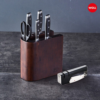 德国WOLL不锈钢刀具套装全套厨师专用菜刀家用厨房刀具 古典系列套刀6件套+ EDGE系列磨刀器