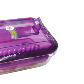 乐扣乐扣（LOCK&LOCK） 耐热玻璃保鲜盒 微波炉饭盒便当盒 冰箱收纳碗水果零食盒 带蒸汽孔 长方形630ml*2