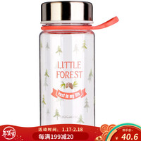 LOCK&LOCK 夏季塑料杯 男女士茶水分离杯 小清新情侣便携水杯 创意防漏手提随手杯 森林杯400ml(粉色)