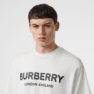 博柏利 BURBERRY 男士白色徽标印花棉质T恤衫 80094951 XL