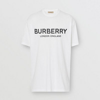 博柏利 BURBERRY 男士白色徽标印花棉质T恤衫 80094951 XL