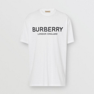 博柏利 BURBERRY 男士白色徽标印花棉质T恤衫 80094951 XL