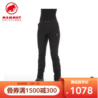 MAMMUT/猛犸象 Convey 户外运动裤女防泼水保暖透气弹力休闲长裤 黑色 S