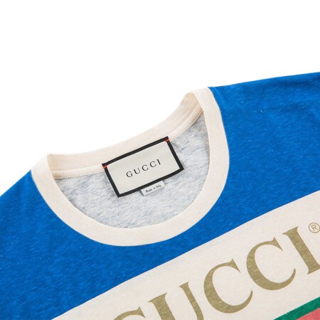 GUCCI 古驰男女款圆领短袖T恤604176 XJB6V 9230 白色/蓝色XL 【报价
