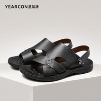YEARCON 意尔康 男鞋软底透气户外休闲拖鞋两用沙滩鞋男士凉鞋 1342ZS97409W 黑色 38