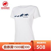 MAMMUT/猛犸象 QD AEGILITY 户外T恤女士轻量舒适速干创意LOGO短袖T恤 白色-海王蓝色 亚版尺码正常