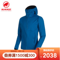 MAMMUT/猛犸象 Ultimate 男士户外运动软壳夹克防泼水秋冬透气轻量连帽衣夹克外套 蓝宝石蓝色-水鸭蓝色混色 M
