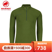 MAMMUT/猛犸象 PERFORMANCE Thermal Zip 男T恤户外柔软舒适保暖长袖T恤 海藻绿色 M